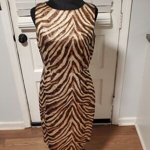 ECCOCI Zebra Print Gold and Black Dress
